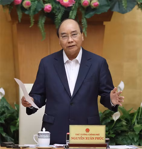 Thủ tướng Nguyễn Xuân Phúc phát biểu tại cuộc làm việc - Ảnh: VGP/Quang Hiếu.