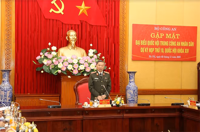 Bộ trưởng Tô Lâm phát biểu tại buổi gặp mặt.