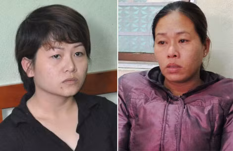 Trần Thị Bích Hằng và Mai Nữ Lệ Quyên tại cơ quan Công an.