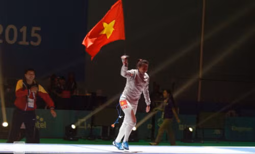 Niềm vui chiến thắng của Lệ Dung. Ảnh: VNE.