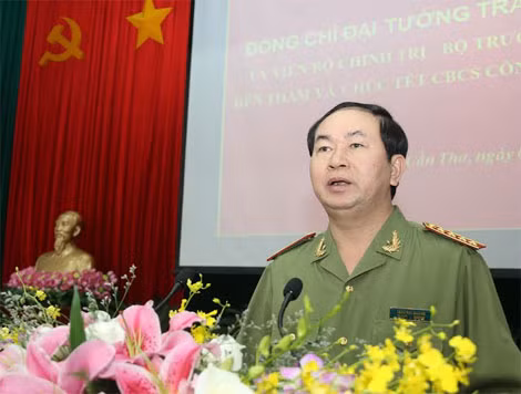 Đại tướng Trần Đại Quang, Ủy viên Bộ Chính trị, Bộ trưởng Bộ Công an phát biểu chỉ đạo tại Công an TP Cần Thơ.