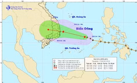 Đường đi của bão số 4.