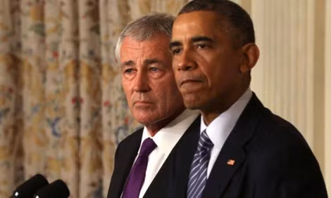 Ông Chuck Hagel và Tổng thống Obama.