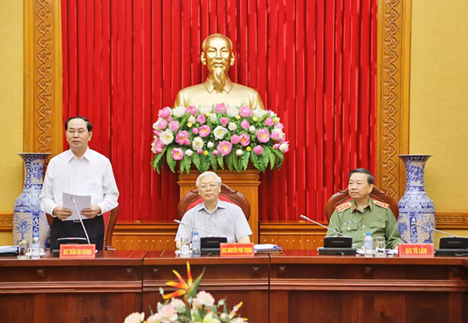Đồng chí Chủ tịch nước Trần Đại Quang phát biểu tại Hội nghị.