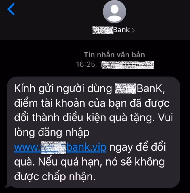 Hình ảnh một ngân hàng bị các đối tượng hack gửi tin nhắn giả mạo thương hiệu của Ngân hàng (Brand Name) để lừa đảo khách hàng.