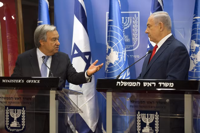 Ông António Guterres (trái) nói với Thủ tướng Netanyahu rằng ông hiểu mối quan tâm an ninh của Israel.