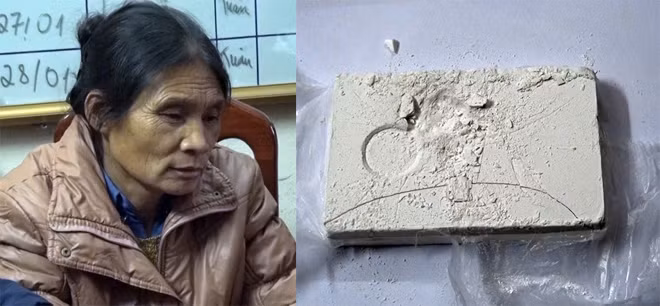 Bà Linh Thị Huyên và tang vật.