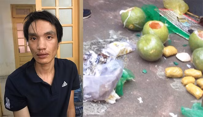 Đối tượng Lê Thành Kiên và hiện trường vụ bắt giữ cùng tang vật.