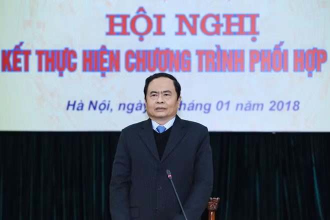 Chủ tịch UBTƯ MTTQ Việt Nam Trần Thanh Mẫn phát biểu kết luận Hội nghị