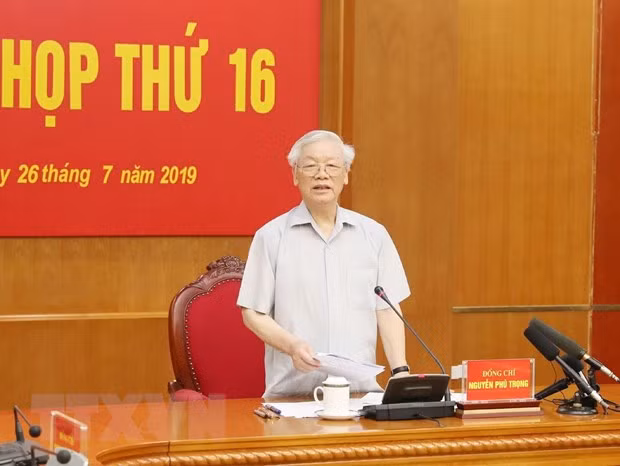 Tổng Bí thư, Chủ tịch nước Nguyễn Phú Trọng phát biểu kết luận phiên họp. (Ảnh: Trí Dũng/TTXVN) Tổng Bí thư, Chủ tịch nước Nguyễn Phú Trọng phát biểu kết luận phiên họp. (Ảnh: Trí Dũng/TTXVN)