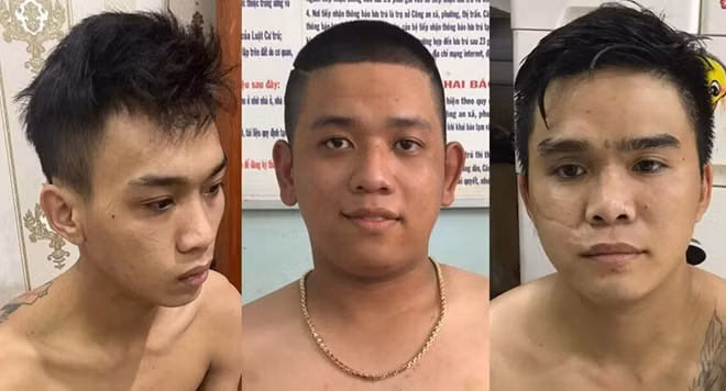 Bé “bo”, Tý “đen”, Tý “trắng” (từ trái qua) bị bắt khẩn cấp để điều tra về hành vi trộm cắp tài sản.