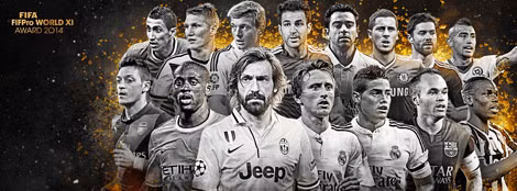 Các cầu thủ trong danh sách rút gọn của Fifa's 2014 World XI(vị trí tiền vệ). Ảnh: fifpro.org