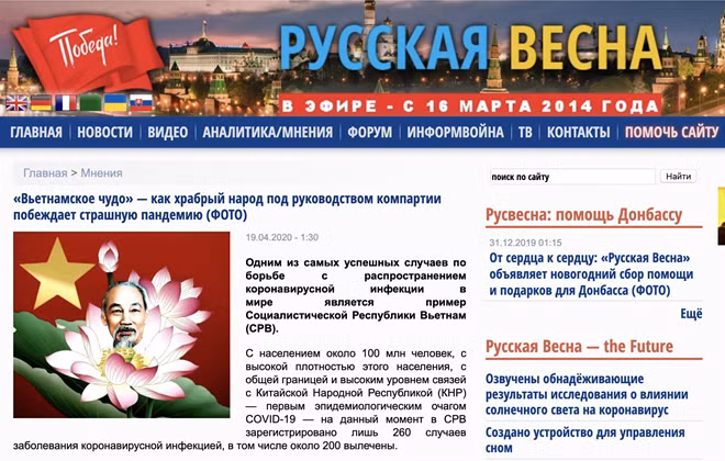 Bài đăng trên Rusvesna. Ảnh chụp màn hình