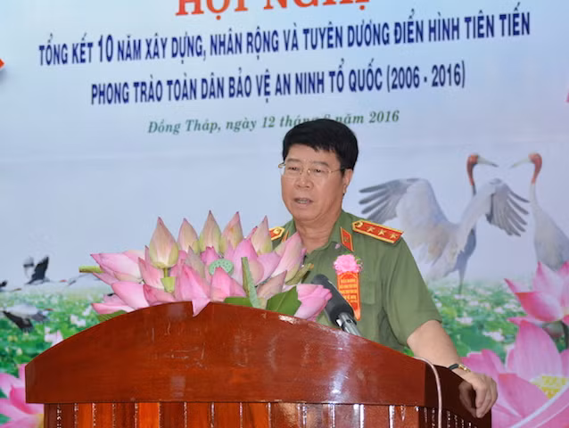 Thượng tướng Bùi Văn Nam, Ủy viên Trung ương Đảng, Thứ trưởng Bộ Công an phát hiểu tại hội nghị.