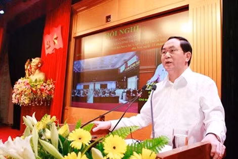Chủ tịch nước Trần Đại Quang phát biểu tại Hội nghị.