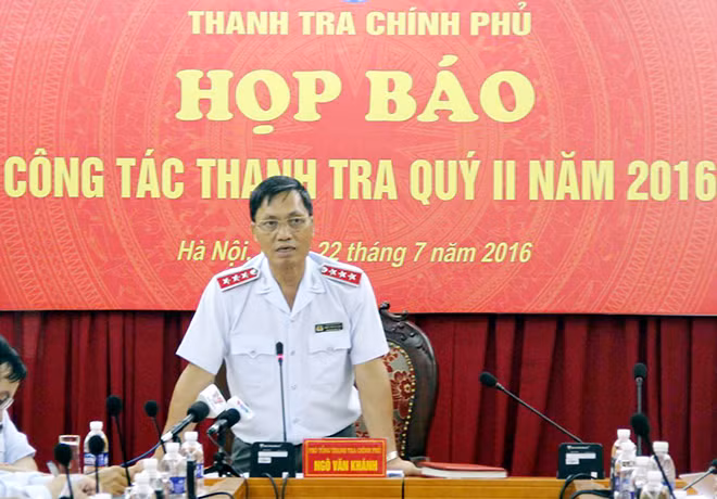 Phó tổng Thanh tra Chính phủ Ngô Văn Khánh phát biểu tại buổi họp báo.