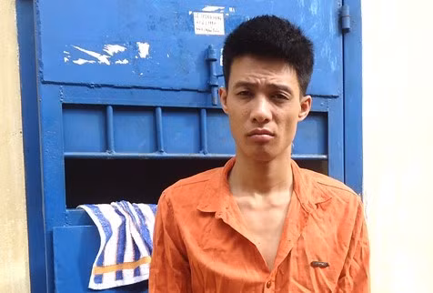 Đối tượng Lê Trọng Hùng tại cơ quan Công an.