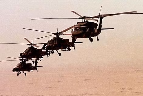 Trực thăng và máy bay chiến đấu mà lực lượng Delta Force sử dụng trong các cuộc không kích thường xuất phát từ Iraq. Ảnh: Getty Imagine.