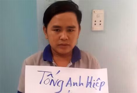 Đối tượng Hiệp tại cơ quan Công an.