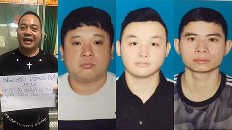 Các đối tượng Nguyễn Hoàng Đức, Nguyễn Thế Vinh, Nguyễn Hùng Long, Trần Hải Nam (từ trái qua).