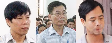 Các bị cáo (từ trái qua): Chung, Hải và Hiệp.