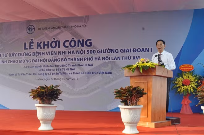 Chủ tịch UBND TP Hà Nội Nguyễn Thế Thảo phát biểu tại Lễ khởi công.