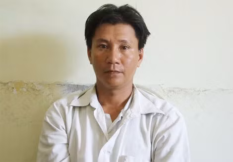 Đối tượng Hùng tại cơ quan Công an.
