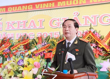 Bộ trưởng Trần Đại Quang phát biểu ý kiến chỉ đạo tại lễ khai giảng năm học mới Học viện Chính trị CAND