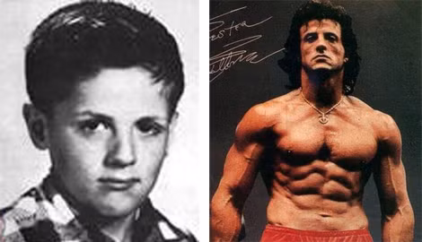 Stallone hồi nhỏ vốn yếu đuối nhút nhát và khi đã thành danh.