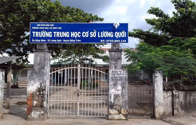 Trường THCS Lương Quới, nơi xả ra vụ việc.
