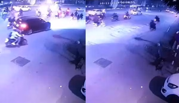 Hình ảnh 2 nhóm đối tượng cầm hung khí “hỗn chiến” trên đường Hà Nội khiến nhiều người dân hoảng sợ.