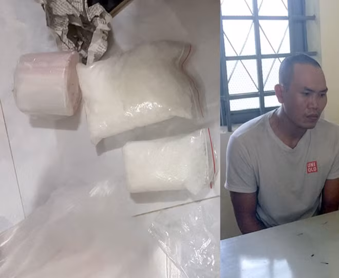 Lấy lời khai bị can Nguyễn Văn Nam và tang vật ma túy cơ quan Công an thu giữ.