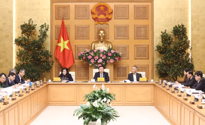 Phó Thủ tướng Vương Đình Huệ, Chủ tịch Ủy ban chỉ đạo quốc gia về cơ chế một cửa ASEAN chủ trì phiên họp. Ảnh: CTV