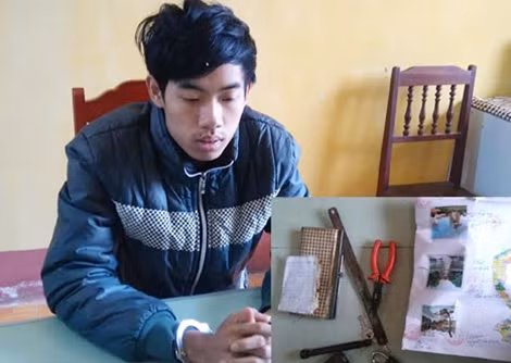 Đối tượng Nguyễn Văn Sơn và tang vật vụ án.