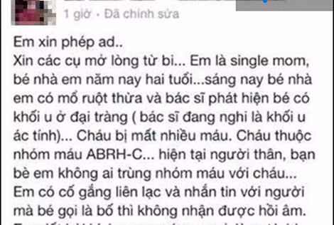 Một trong những lời kêu gọi dân mạng giúp đỡ.
