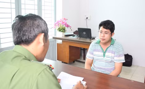 Đối tượng Mẫn tại cơ quan Công an.