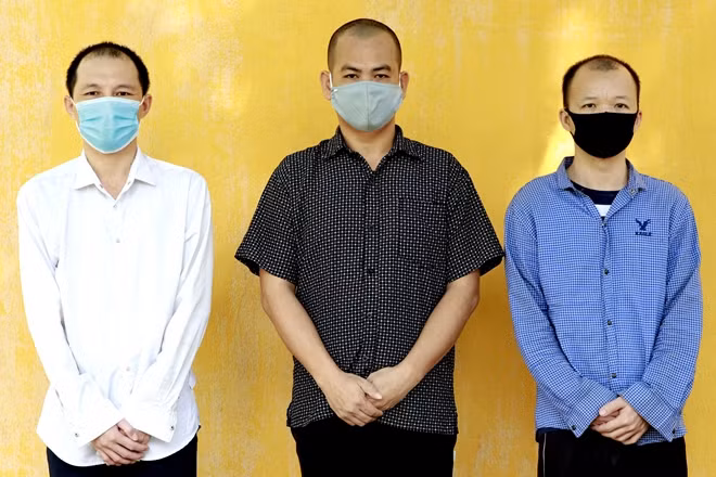 Các đối tượng Thìn, Toàn, Hải tại cơ quan Công an.