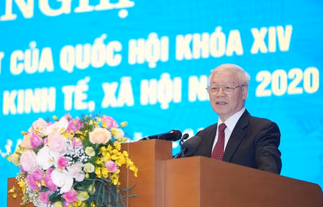 Tổng Bí thư, Chủ tịch nước Nguyễn Phú Trọng phát biểu chỉ đạo tại hội nghị.