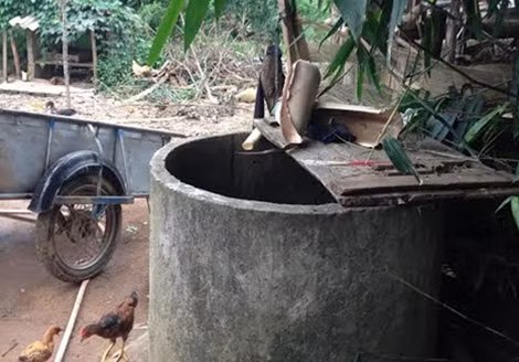 Lu nước nơi phát hiện thi thể cháu Vi tử vong.