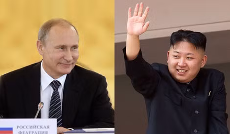 Tổng thống Nga V.Putin (trái) và nhà lãnh đạo Triều Tiên Kim Jong-un. Tổng thống Nga V.Putin (trái) và nhà lãnh đạo Triều Tiên Kim Jong-un.
