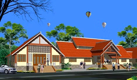 Bối cảnh kiến trúc Nhà đón tiếp Khu bảo tồn văn hóa dân tộc Stiêng sóc Bom Bo. Bối cảnh kiến trúc Nhà đón tiếp Khu bảo tồn văn hóa dân tộc Stiêng sóc Bom Bo.