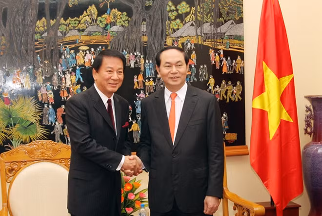 Bộ trưởng Trần Đại Quang, Đại sứ đặc biệt Việt – Nhật/Nhật - Việt Sugy Ryotaro tại buổi tiếp.