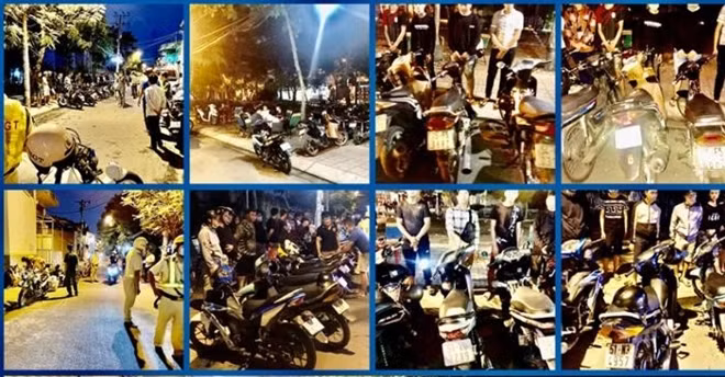 Hình ảnh vây bắt nhóm "quái xế" của Công an quận Tân Phú.