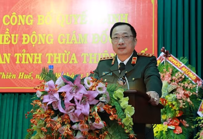 Thượng tướng Nguyễn Văn Thành, Thứ trưởng Bộ Công an phát biểu chỉ đạo tại buổi lễ.