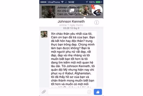 Một trong những lời mời kết bạn, làm quen trên mạng xã hội Facebook của "trai Tây" với các cô gái Việt.