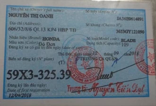 Giấy tờ của xe máy