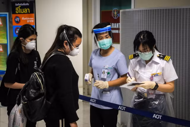 Kiểm soát nghiêm ngặt tại sân bay của Bangkok. Ảnh: Bangkok Post