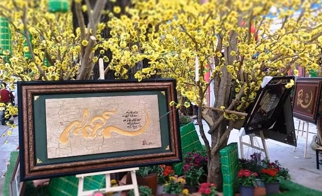 Mai vàng và thư pháp không thể thiếu trong những ngày xuân tại phố ông đồ.