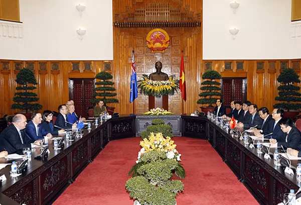 Thủ tướng Nguyễn Tấn Dũng hội đàm với Thủ tướng New Zealand John Key. Ảnh: TTXVN.
