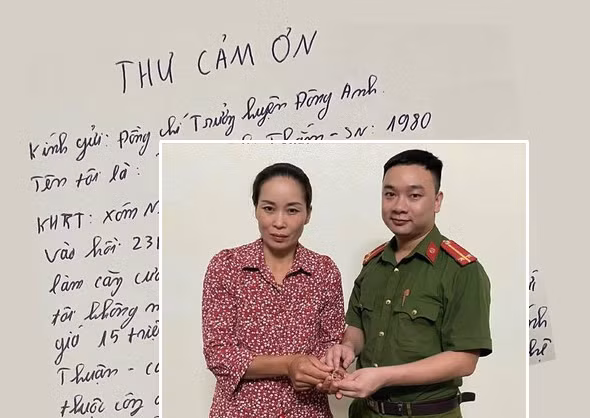 Công an huyện Đông Anh trao lại tài sản cho chị Trương Thị Thắm